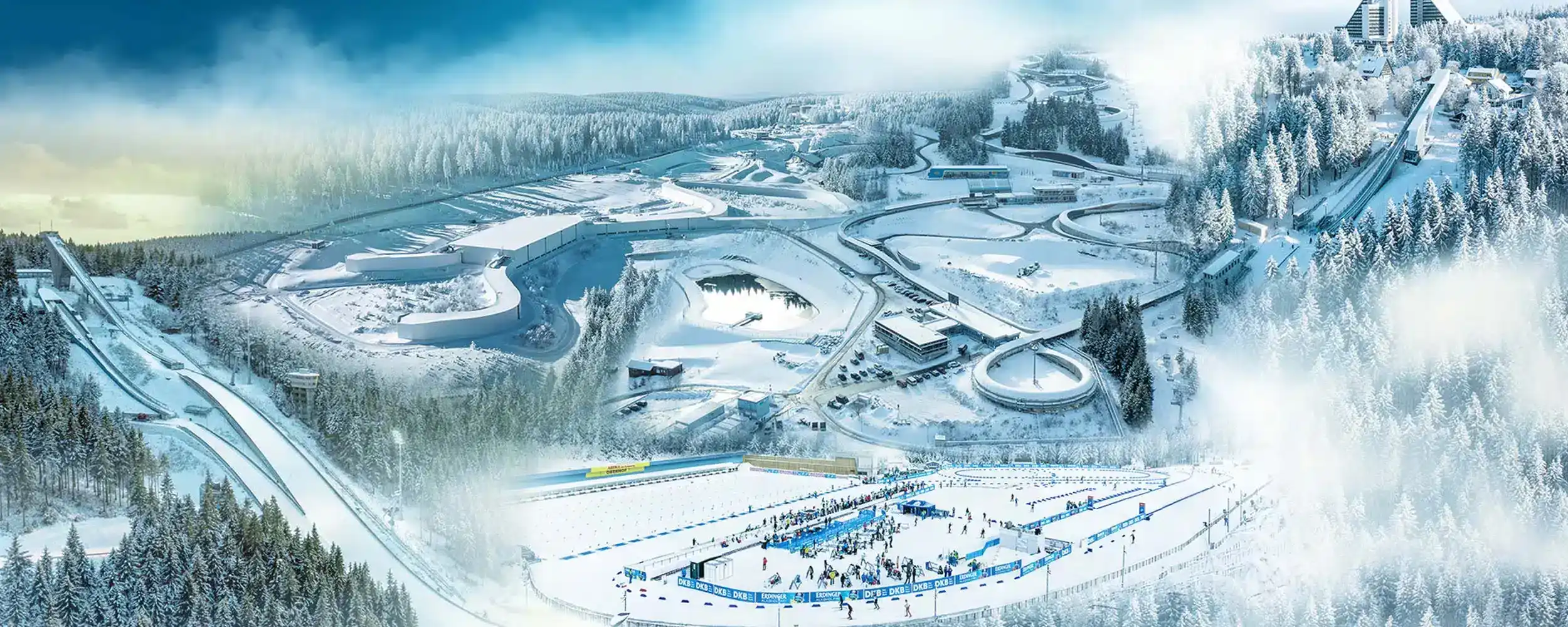 Sportstätten in Oberhof, Collage Thüringer Wintersportzentrum Sportstätten in Oberhof, Collage Thüringer Wintersportzentrum